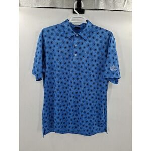 Dunning Jersey Performance Polo Surf Blue‎ All Over Floral Print Size XL